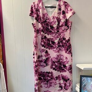 Jaclyn Smith Pink and Purple Floral Midi Dress